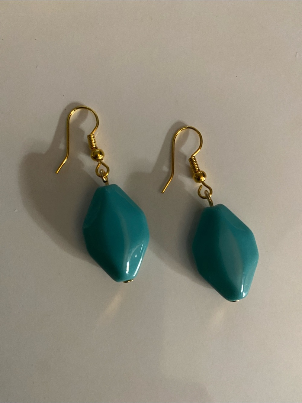 Gold Hook Turquoise Faceted Drop Earrings-Good Vibes Only Jewelry Co.